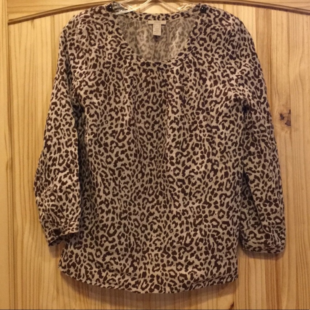 J Crew cotton leopard print top Sz 4 fits like 6 8
